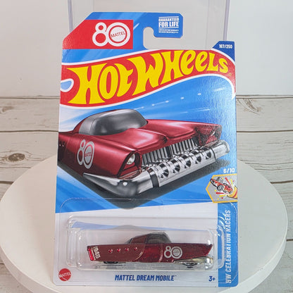 Hot Wheels Mattel Dream Mobile 80th Anniversary Edition Car Red Die-Cast Collectible Toy Model 167/250 6/10