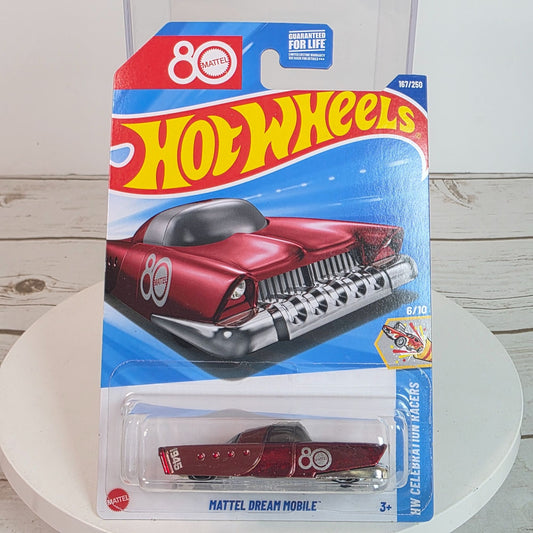 Hot Wheels Mattel Dream Mobile 80th Anniversary Edition Car Red Die-Cast Collectible Toy Model 167/250 6/10