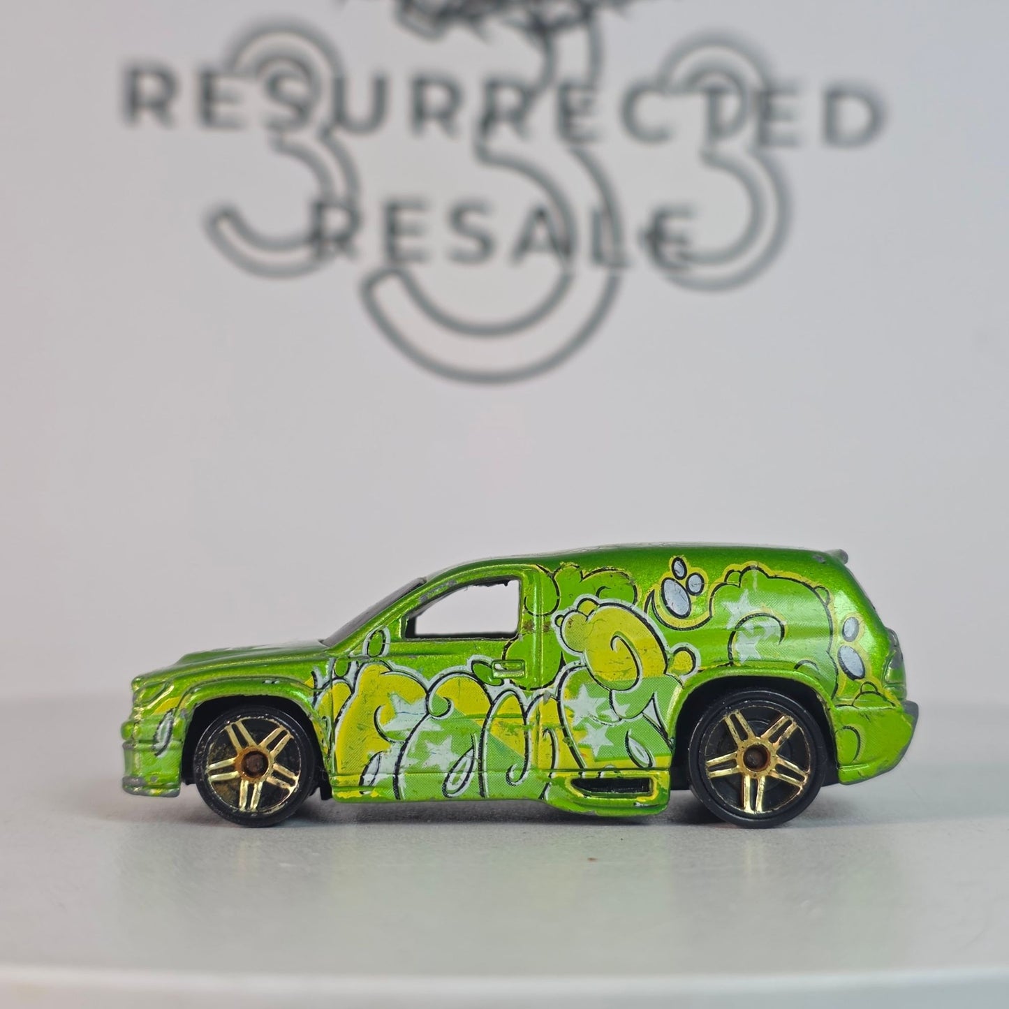 Vintage Hot Wheels Fandango 2001 Green w/ Graffiti Tampos Gold PR5 Wheels