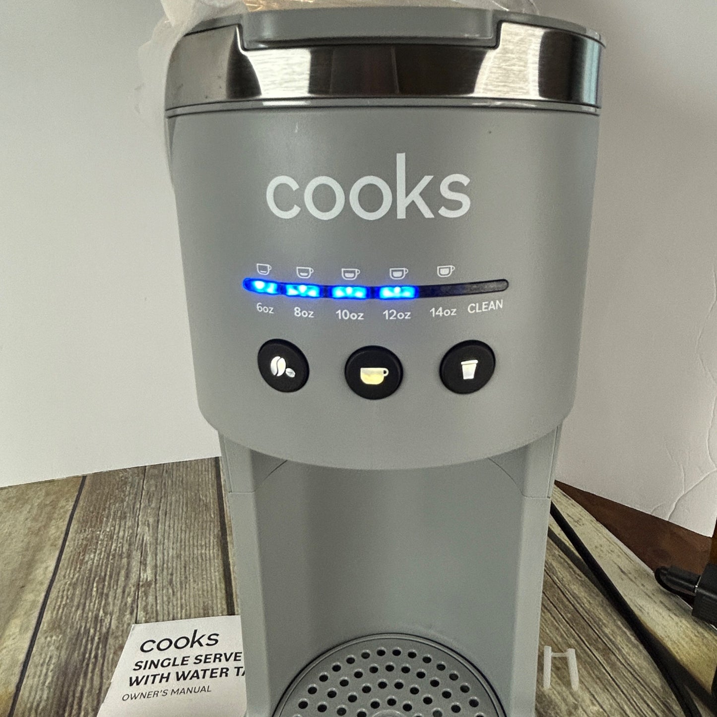 Cooks Single Serve Coffee Maker With Water Tank Gray Matte