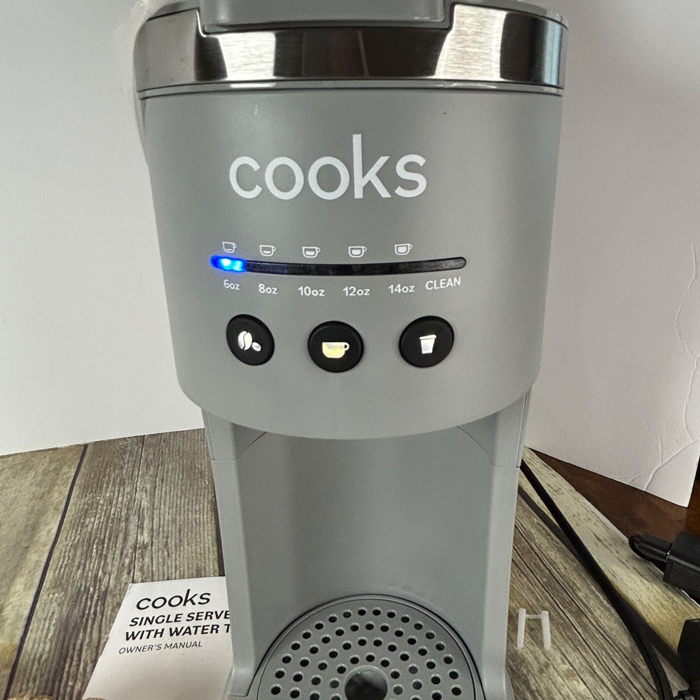 Cooks Single Serve Coffee Maker With Water Tank Gray Matte