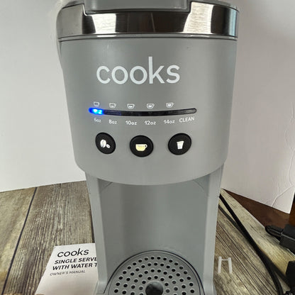 Cooks Single Serve Coffee Maker With Water Tank Gray Matte