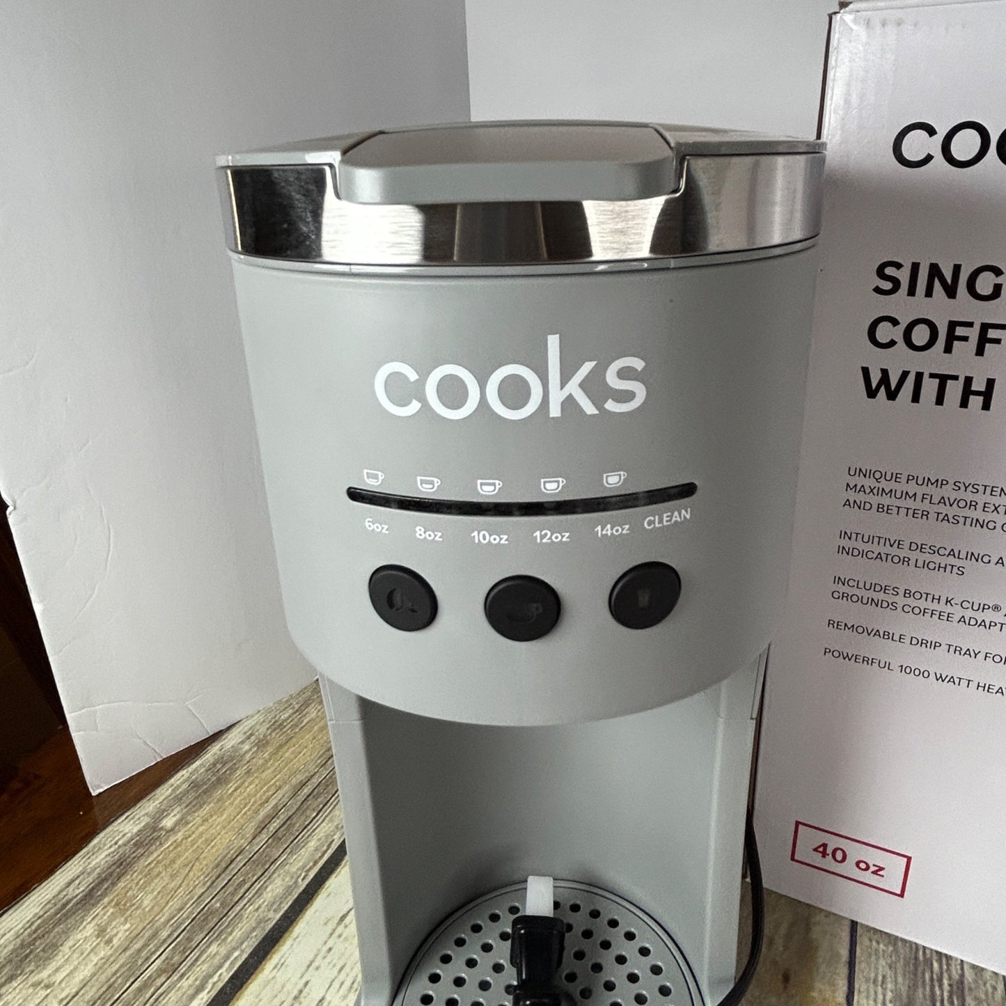 Cooks Single Serve Coffee Maker With Water Tank Gray Matte
