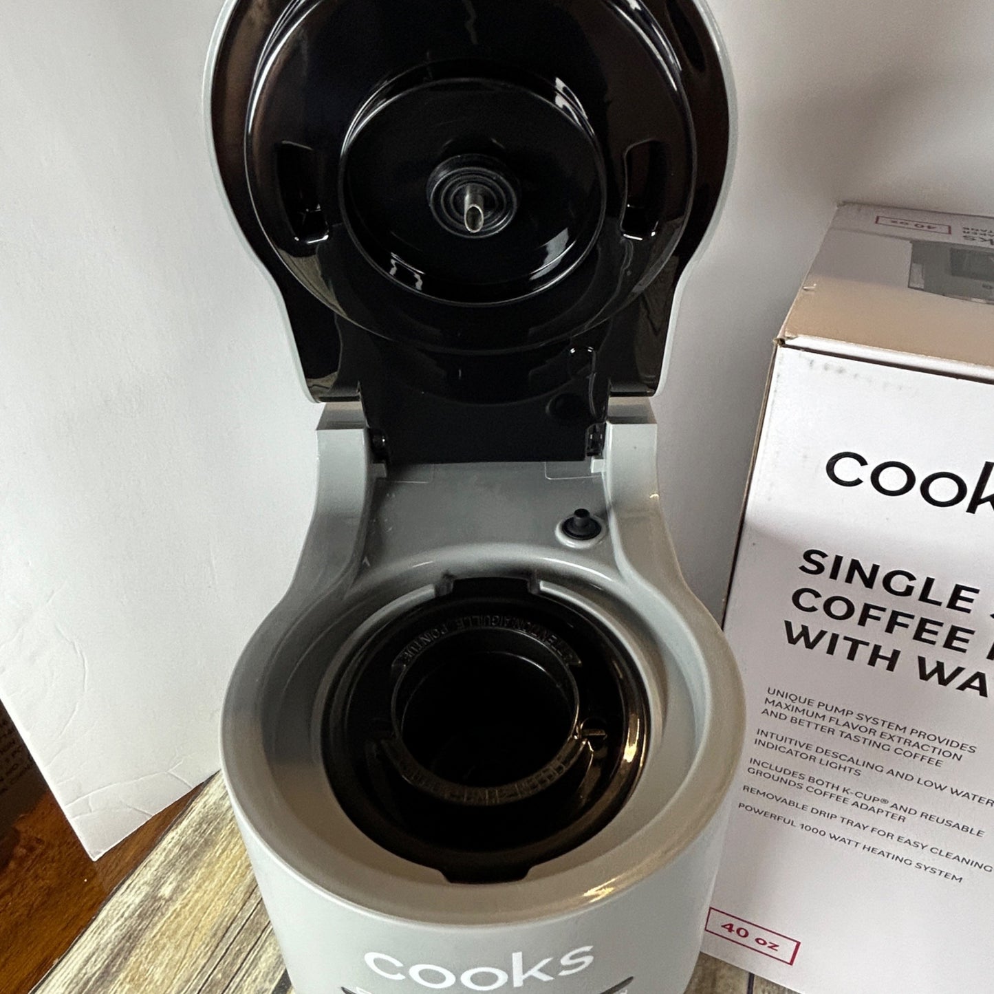Cooks Single Serve Coffee Maker With Water Tank Gray Matte