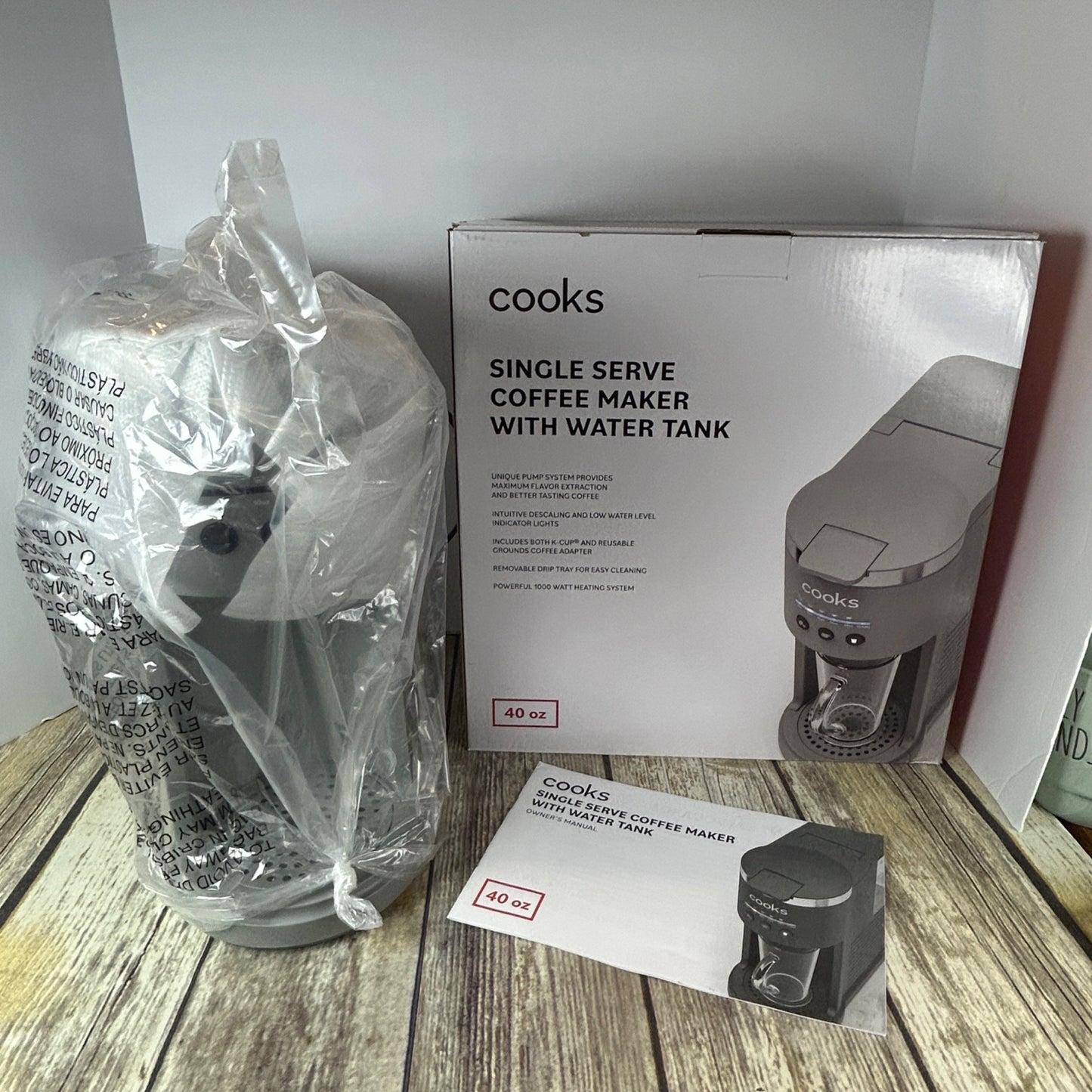 Cooks Single Serve Coffee Maker With Water Tank Gray Matte