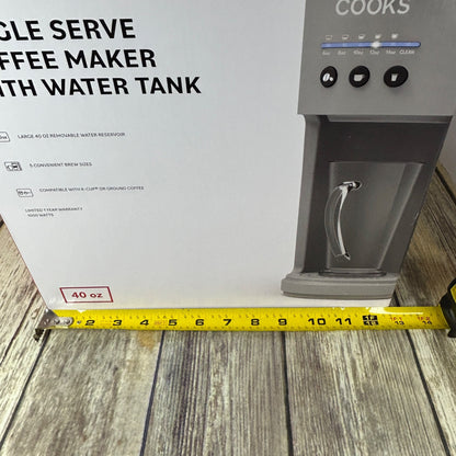 Cooks Single Serve Coffee Maker With Water Tank Gray Matte