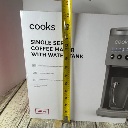 Cooks Single Serve Coffee Maker With Water Tank Gray Matte
