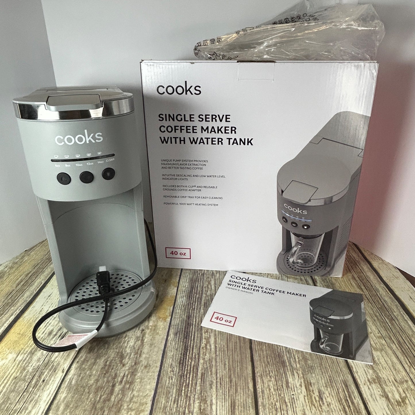 Cooks Single Serve Coffee Maker With Water Tank Gray Matte