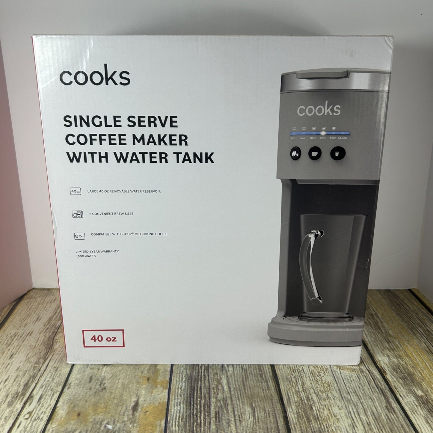 Cooks Single Serve Coffee Maker With Water Tank Gray Matte