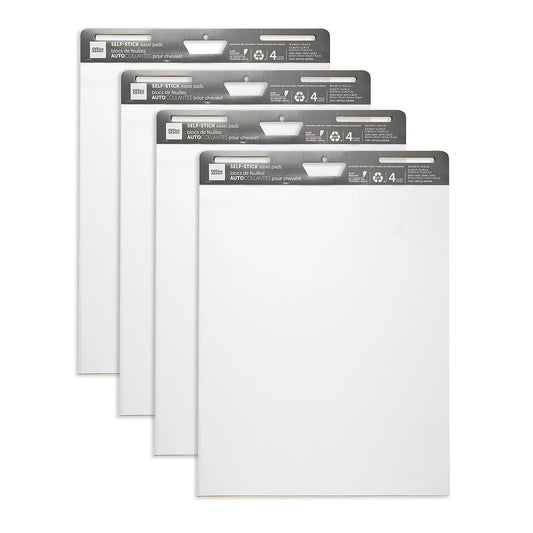 Office Depot Self-Stick Easel Pads 25" X 30" Bleed Resistant 30 Sheets Each 4-Pack