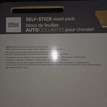 Office Depot Self-Stick Easel Pads 25" X 30" Bleed Resistant 30 Sheets Each 4-Pack