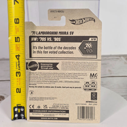 Hot Wheels 71 Lamborghini Miura SV Die-Cast Car 78/250  Guaranteed For Life  3+ Years Old  70s Vs. 90s Series