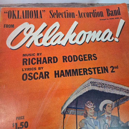 "Oklahoma!" Selection Accordion Band Sheet Music By Rodgers & Hammerstein 1950s Vintage