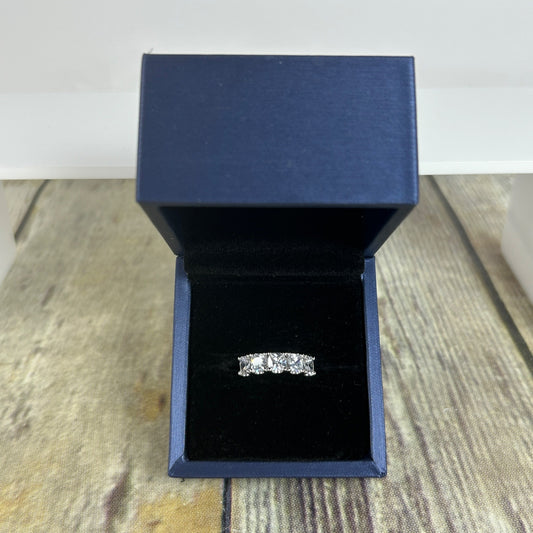 Sterling Silver White Sapphire Wedding Band With 5 Stones