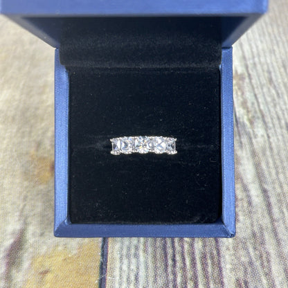 Sterling Silver White Sapphire Wedding Band With 5 Stones