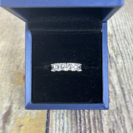 Sterling Silver White Sapphire Wedding Band With 5 Stones