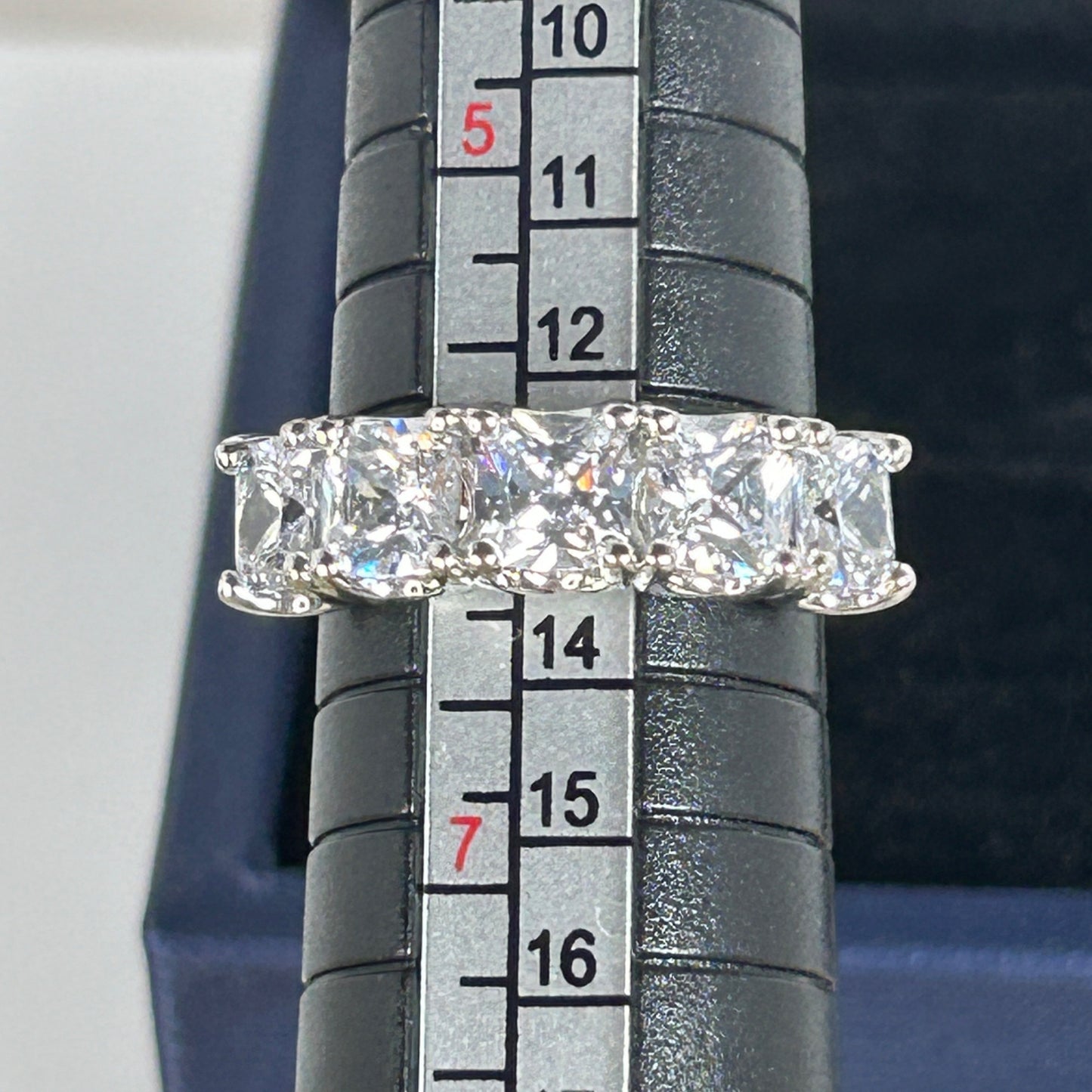 Sterling Silver White Sapphire Wedding Band With 5 Stones