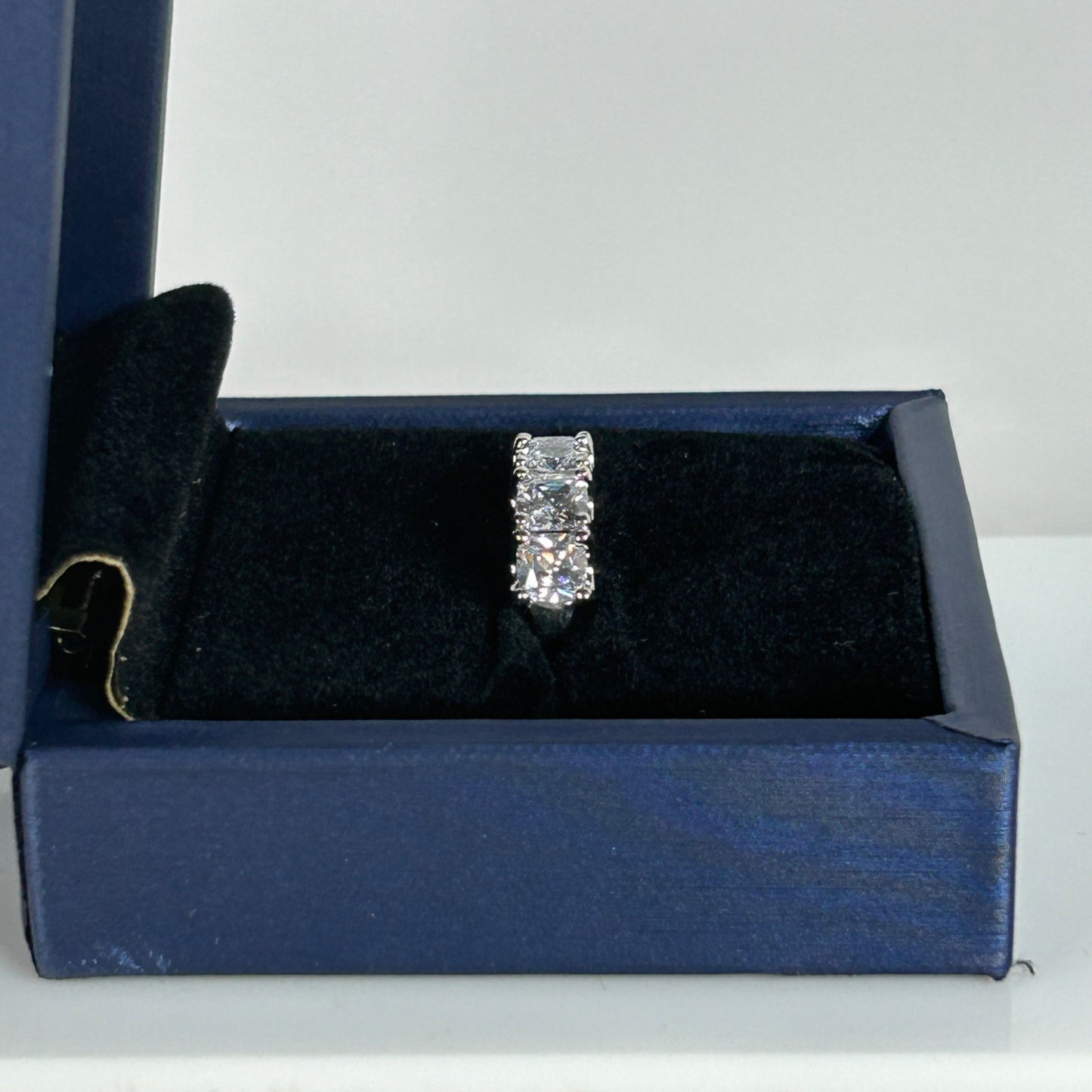 Sterling Silver White Sapphire Wedding Band With 5 Stones