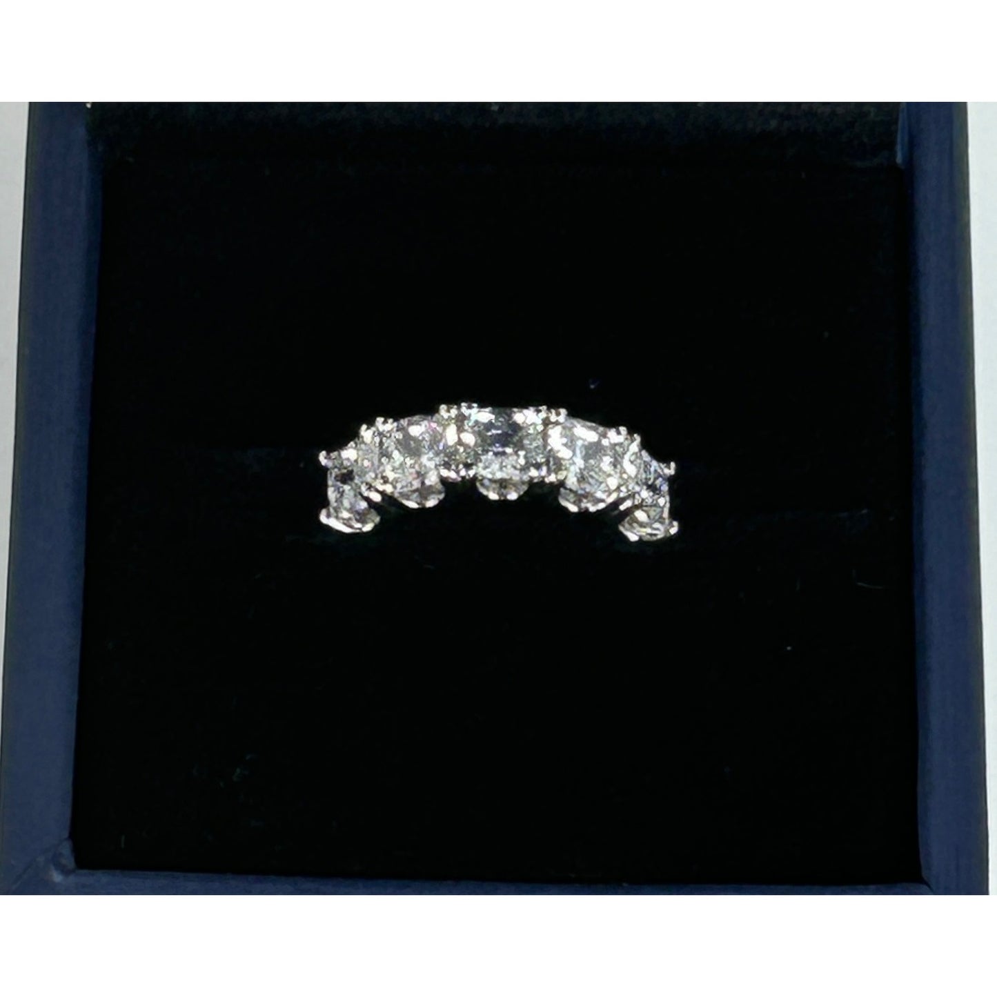 Sterling Silver White Sapphire Wedding Band With 5 Stones