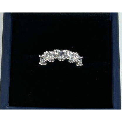 Sterling Silver White Sapphire Wedding Band With 5 Stones