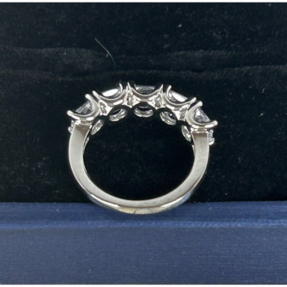 Sterling Silver White Sapphire Wedding Band With 5 Stones