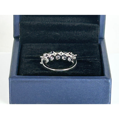 Sterling Silver White Sapphire Wedding Band With 5 Stones