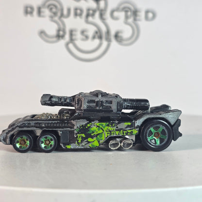 Vintage Hot Wheels Invader Black/Green Tank Diecast Loose