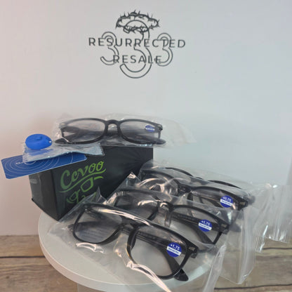 Ccyoo 5-Pack Progressive Reading Glasses +1.75 Blue Light Filter Black Frame Unisex Durable Lightweight
