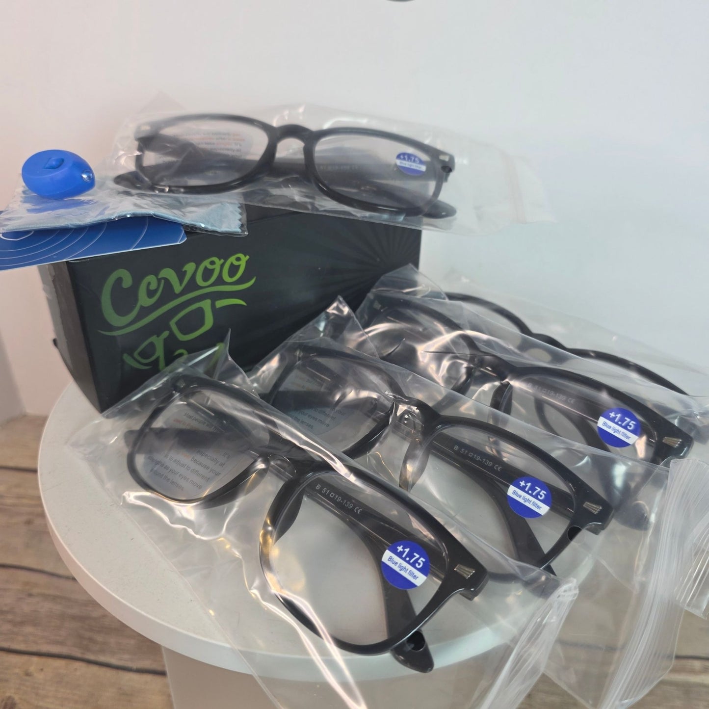 Ccyoo 5-Pack Progressive Reading Glasses +1.75 Blue Light Filter Black Frame Unisex Durable Lightweight