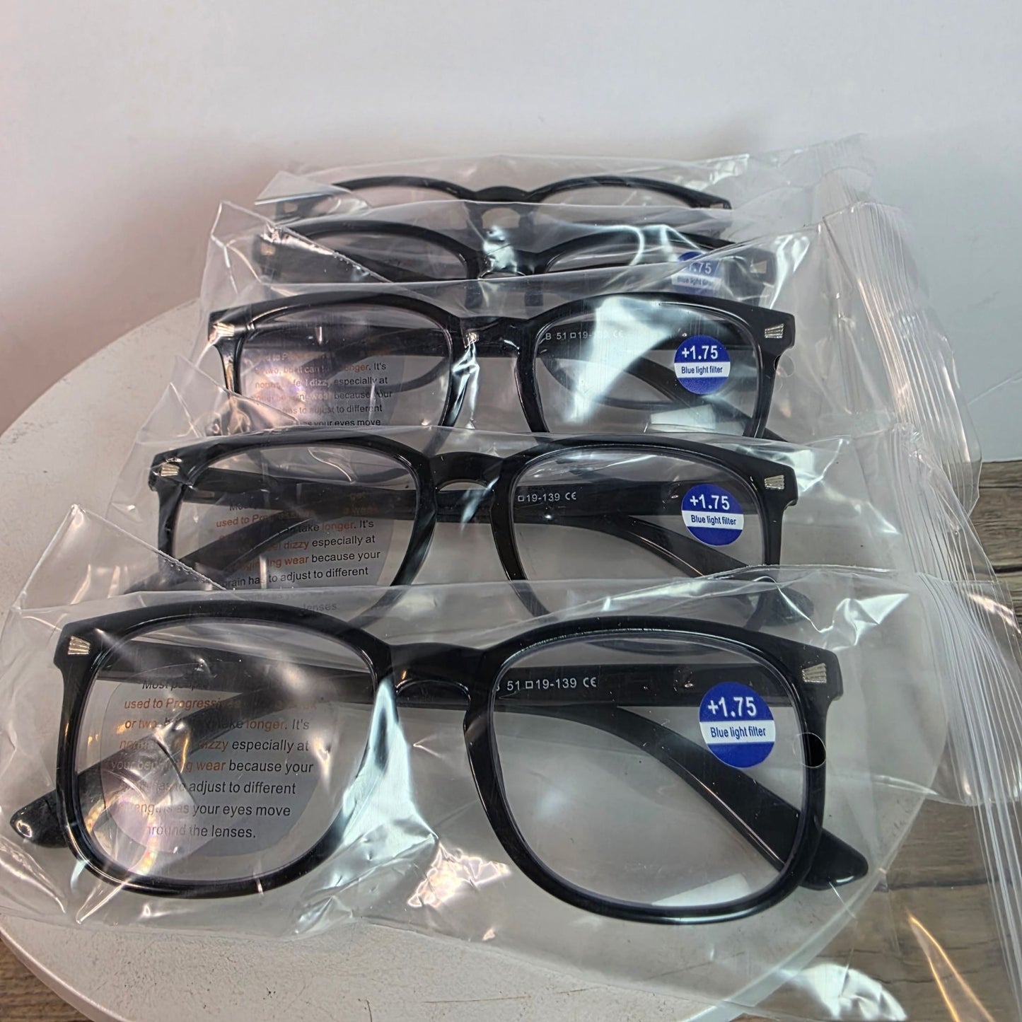 Ccyoo 5-Pack Progressive Reading Glasses +1.75 Blue Light Filter Black Frame Unisex Durable Lightweight