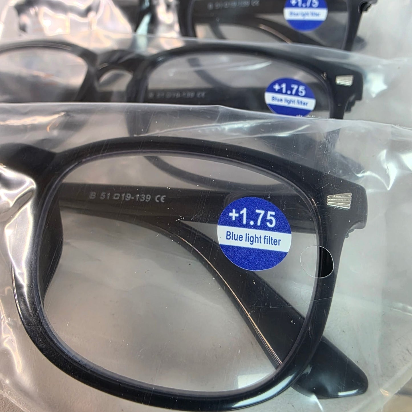 Ccyoo 5-Pack Progressive Reading Glasses +1.75 Blue Light Filter Black Frame Unisex Durable Lightweight