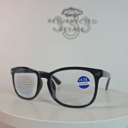 Ccyoo 5-Pack Progressive Reading Glasses +1.75 Blue Light Filter Black Frame Unisex Durable Lightweight