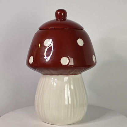 Mushroom Shaped Ceramic Cookie Jar With Lid