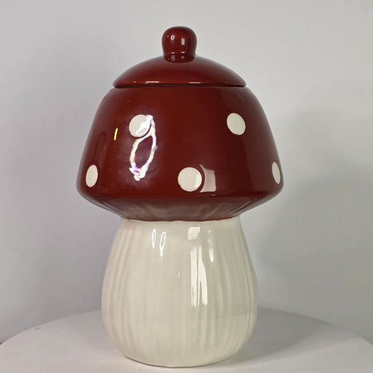Mushroom Shaped Ceramic Cookie Jar With Lid
