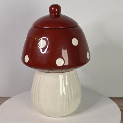 Mushroom Shaped Ceramic Cookie Jar With Lid