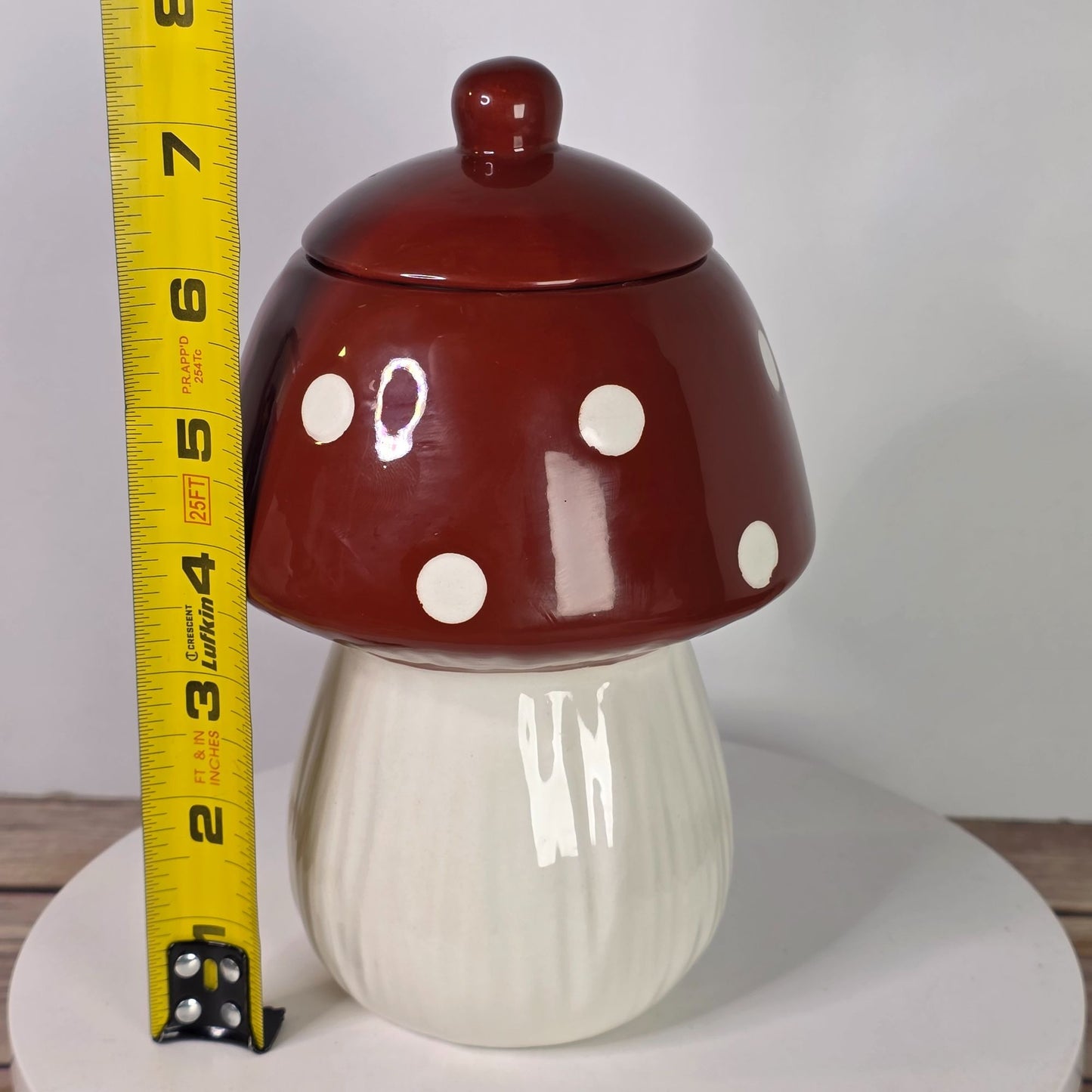 Mushroom Shaped Ceramic Cookie Jar With Lid