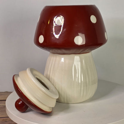 Mushroom Shaped Ceramic Cookie Jar With Lid