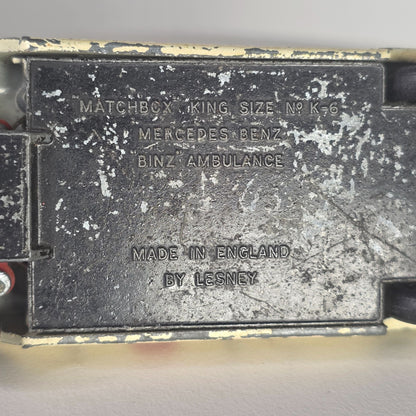 Vintage Lesney Matchbox King Size K-6 Mercedes Benz Binz Ambulance 1:43 Scale Diecast Model