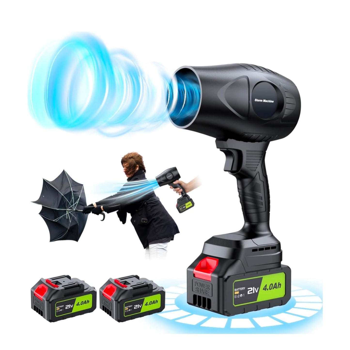 600000RPM Handheld Leaf Blower By YUQUESEN With 2 X 4.0Ah Batteries Charger & Lightweight Cordless Design L