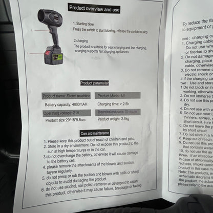 600000RPM Handheld Leaf Blower By YUQUESEN With 2 X 4.0Ah Batteries Charger & Lightweight Cordless Design L