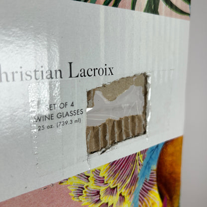 Christian Lacroix Set Of 4 Wine Glasses 22Oz Floral Box Design Elegant Glassware For Entertaining & Dining