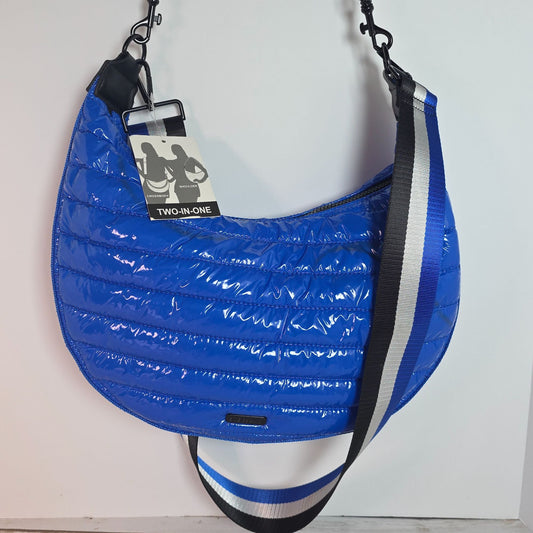 BCBGeneration Two-In-One Blue Quilted Crossbody & Shoulder Bag With Striped Adjustable Strap
