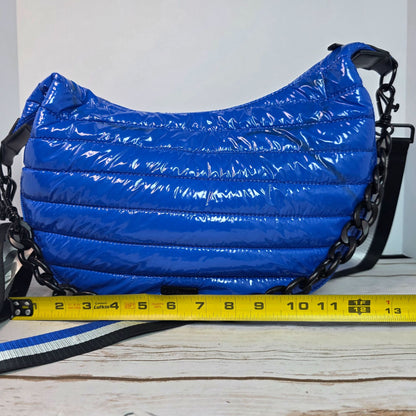 BCBGeneration Two-In-One Blue Quilted Crossbody & Shoulder Bag With Striped Adjustable Strap