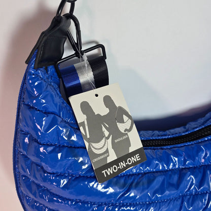 BCBGeneration Two-In-One Blue Quilted Crossbody & Shoulder Bag With Striped Adjustable Strap