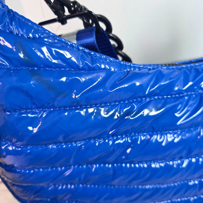 BCBGeneration Two-In-One Blue Quilted Crossbody & Shoulder Bag With Striped Adjustable Strap