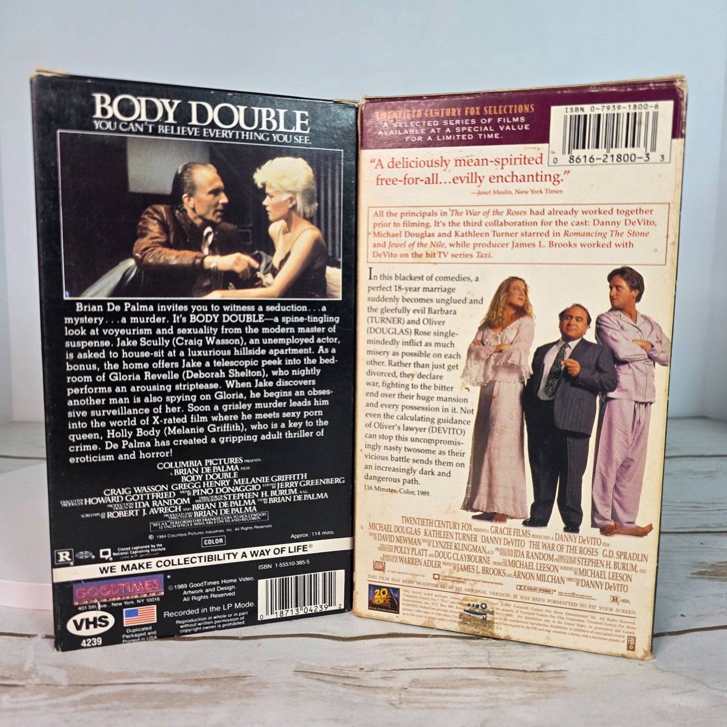 Vintage VHS Movie Lot - Body Double The War Of The Roses Frantic Just Cause Power