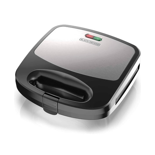 Black+Decker 3-In-1 Compact Waffle Iron Grill & Sandwich Maker With Non-Stick Removable Plates Space Saving Design