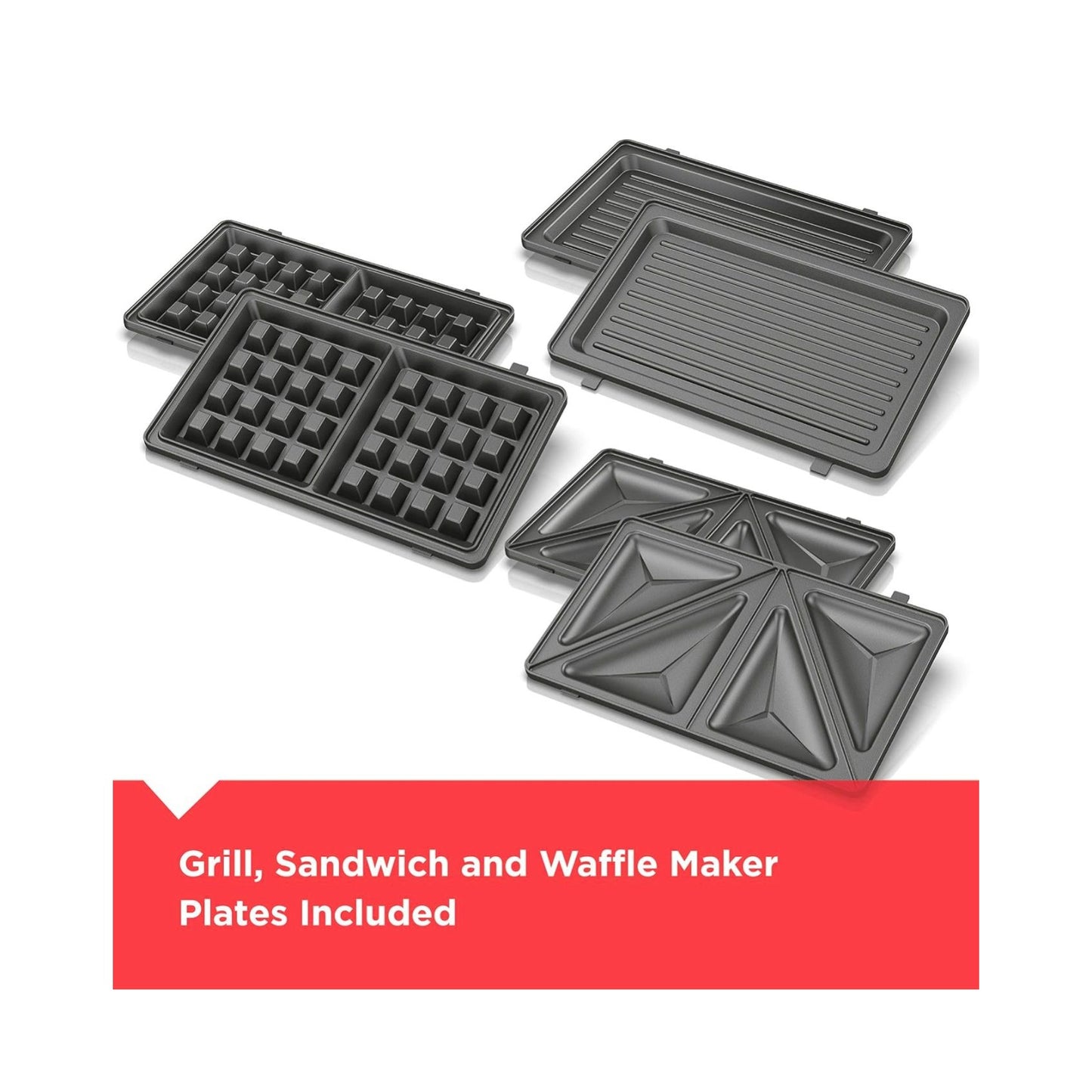 Black+Decker 3-In-1 Compact Waffle Iron Grill & Sandwich Maker With Non-Stick Removable Plates Space Saving Design