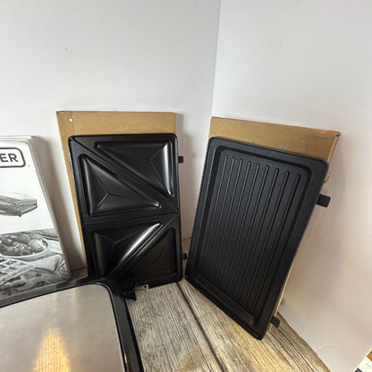 Black+Decker 3-In-1 Compact Waffle Iron Grill & Sandwich Maker With Non-Stick Removable Plates Space Saving Design