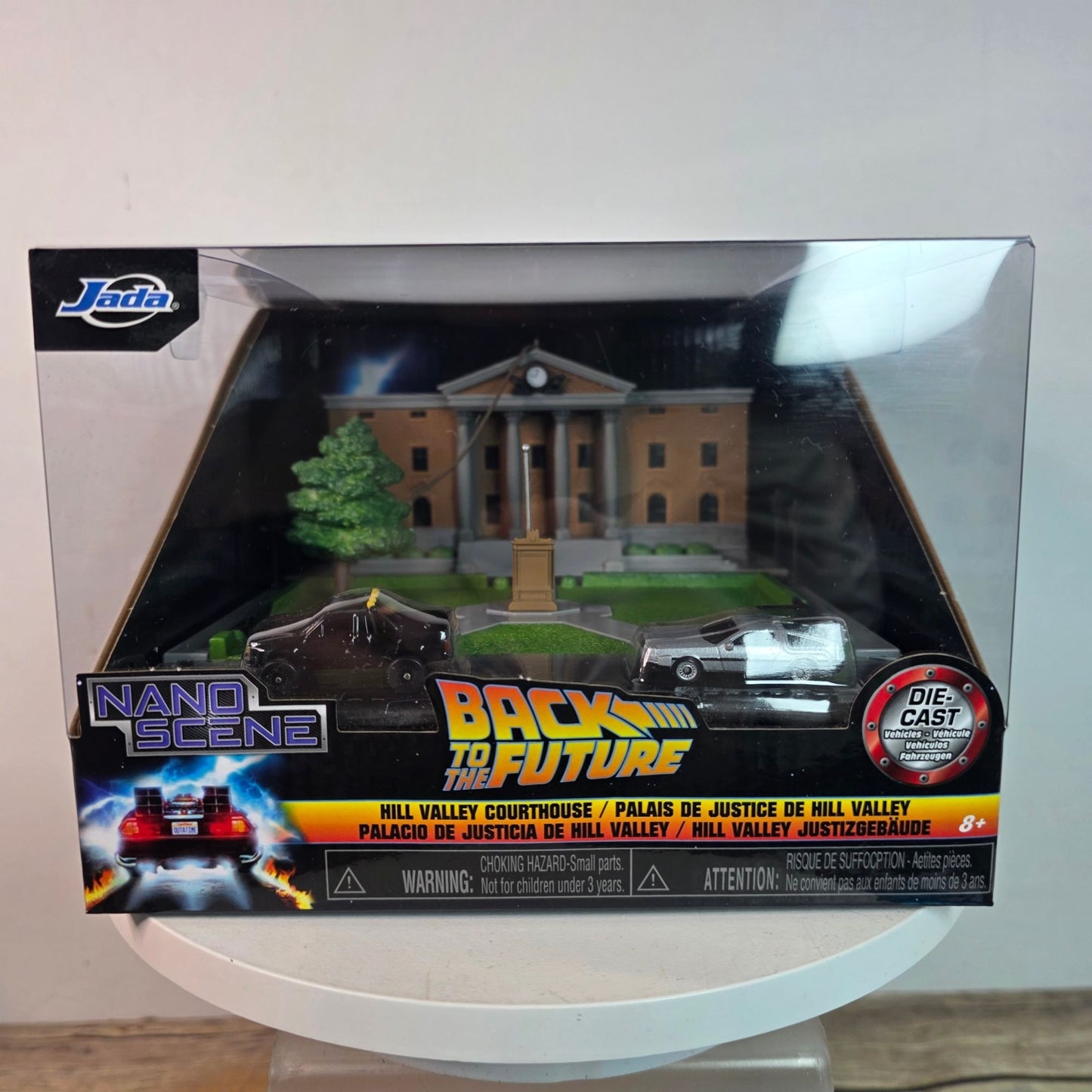 Back To The Future Nano Scene Hill Valley Courthouse Set With Die-Cast Delorean & Time Machine